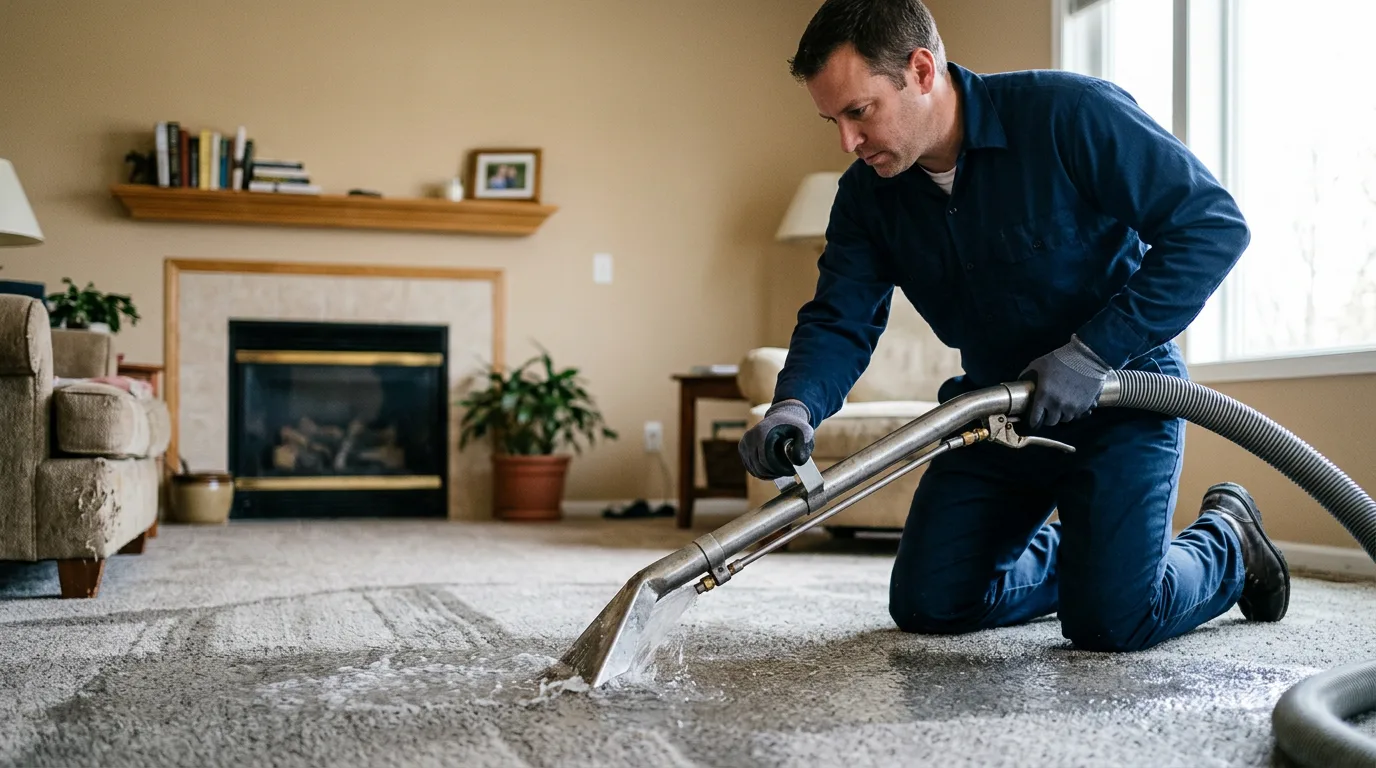 Water damage restoration technician working near Hunt Valley, MD